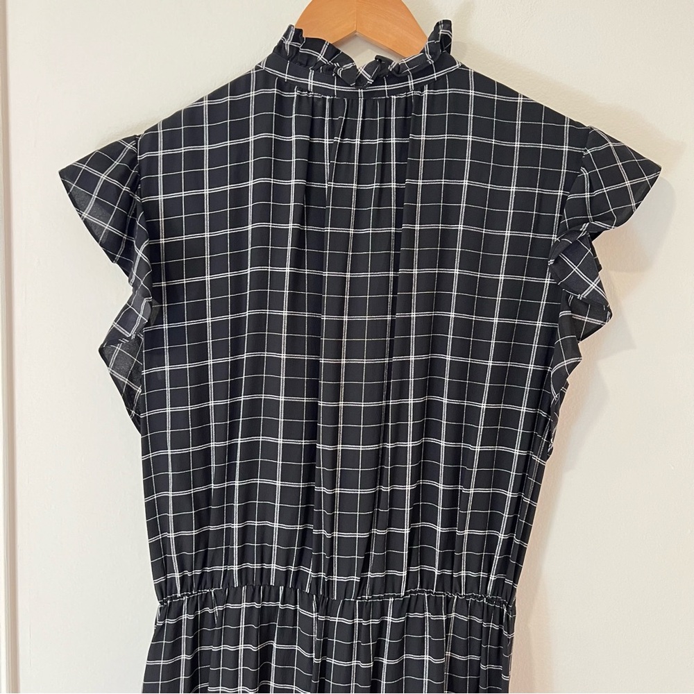 Rebecca Taylor Black Sleeveless Plaid Silk Jumpsuit US 8 ($495) - Picture 6 of 9